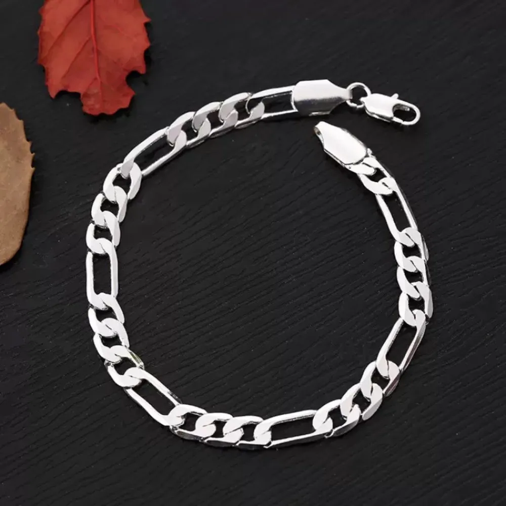 Unisex Classic Figaro Cuban Link Chain Stainless Steel Bracelets for Women Men Hip Hop Street Minimalist Stackable Jewelry Gifts