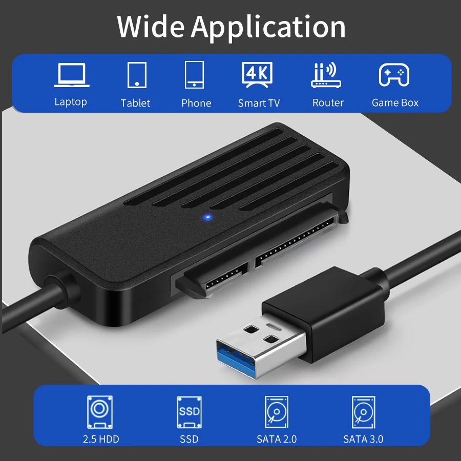 SATA to USB 3.0 어댑터 C타입 to SATA 케이블, 고속 데이터 변속기, 2.5 인치 HDD 하드 드라이브 SATA 어댑터용, 45cm, 5Gbps