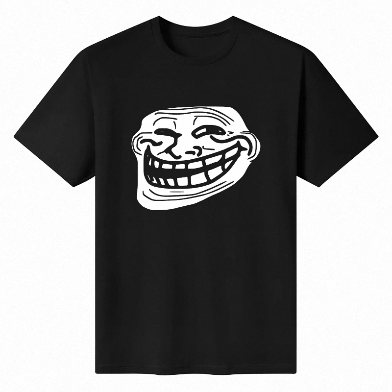 Comic Troll Face Meme Angry Manga Comic Troll Jokes Network Meme Short Sleeve T-shirt Retro Fashion T-shirt