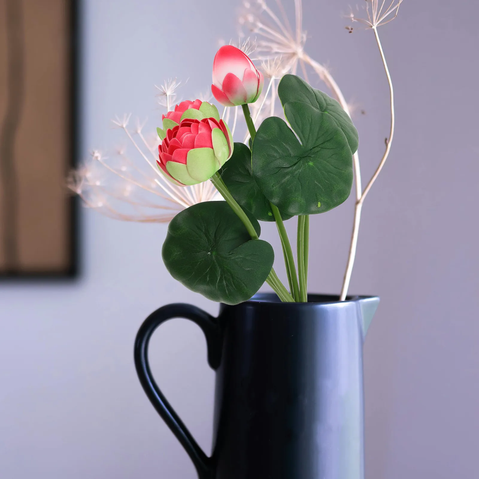 

2Pcs Artificial Lotus Flowers Realistic Eva Foam for Home Wedding Outdoor Decor Faux Potted Plants Everlasting