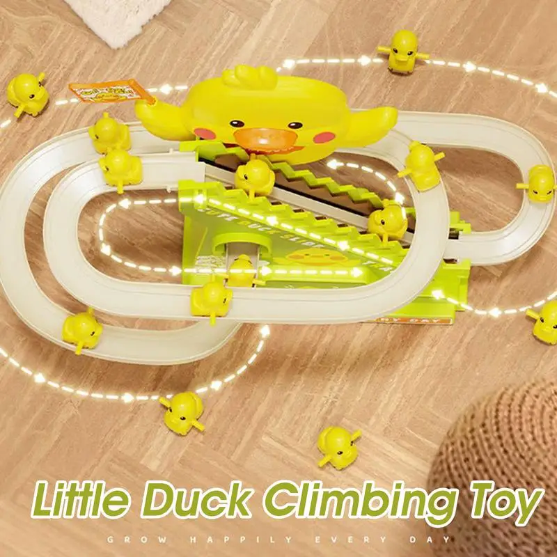 البط الصغيرة تسلق اللعب البط المسارات الشريحة مجموعات الالعاب مع الموسيقى التعليمية التفاعلية الحيوان الكرتون سباق متعة للأطفال