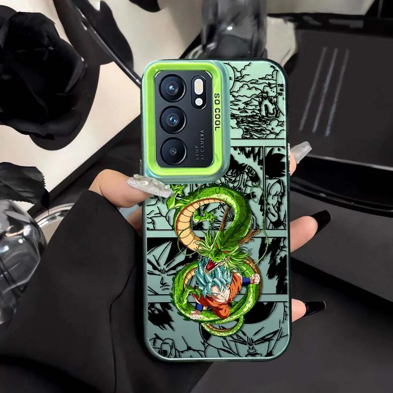 Kolorowe srebrne etui na telefon z motywem anime Dragon Ball dla OPPO A98 A96 A95 A94 A79 A78 A77 A54 A55