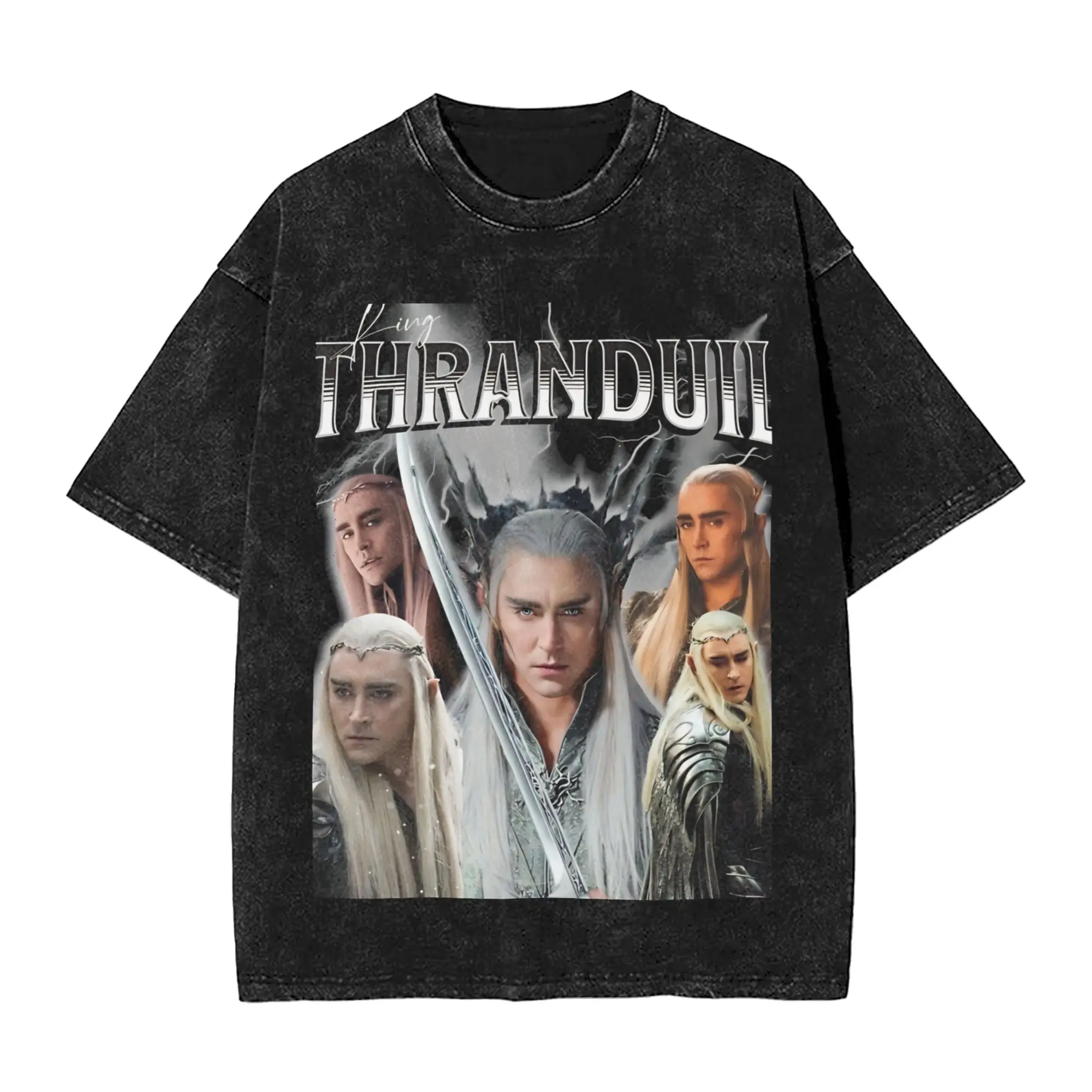 King Thranduil Lords Rings T Shirt Hip Hop Washed Cotton High Street T-Shirt  Vintage Men Women Streetwear Summer Tops Tees