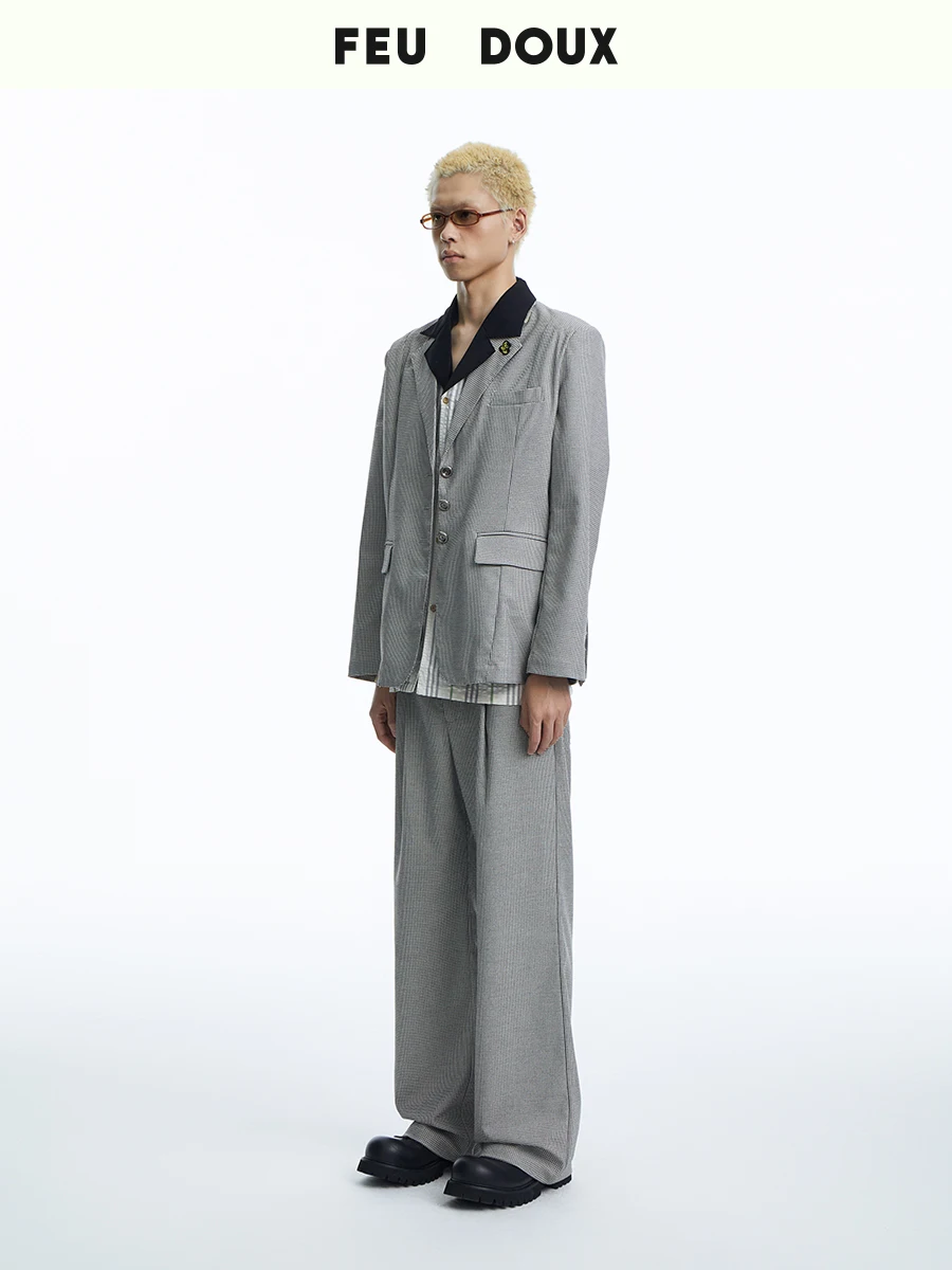 

Комплект Feu Doux в стиле ретро с клетчатым узором: прямые брюки, тонкие летние женские джинсы 2024, классические брюки с узором, модные L...