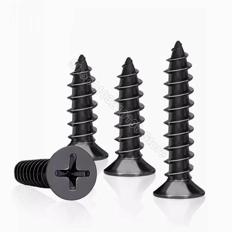KA M1,M1.2,M1.4,M1.7,M2,M2.3,M2.6,M3 Black Zinc Mini Small Cross Phillips Flat Countersunk Head Self-tapping Wood Screw L=3-25mm