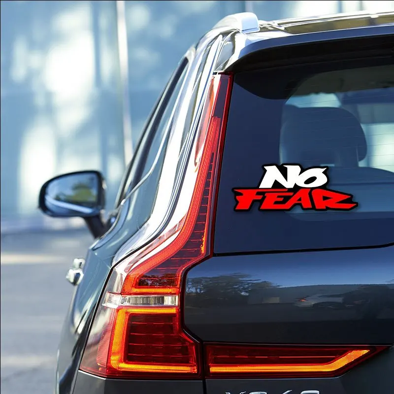

1PC "NO FEAR" Waterproof Stickers – White/Red Vinyl Decals for Car, Motorcycle, Laptop Decor