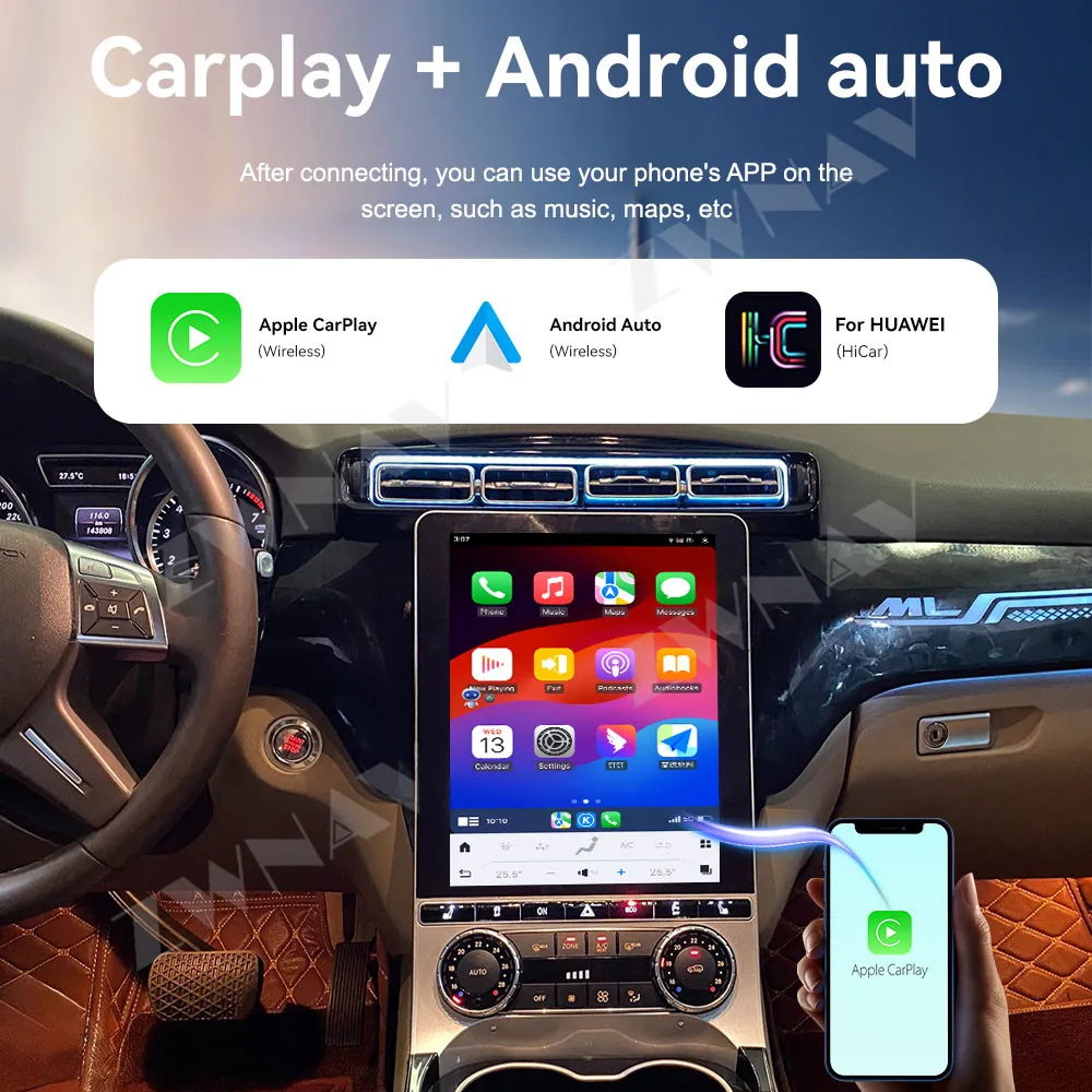 

12.1" Screen Car Radio For Mercedes ML 2012-2015 Android 14 Multimedia Player Wireless Carplay GPS Navigation Head Unit Auto