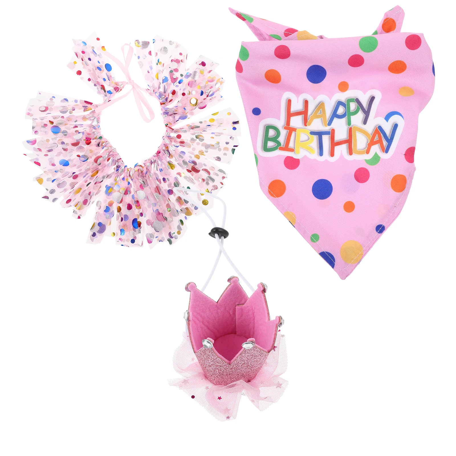

Pet Party Dress Up Accessories Dog Bandana Birthday Skirt Saliva Towel Holiday Costume Neckerchief Hat Bright Durable for Dog