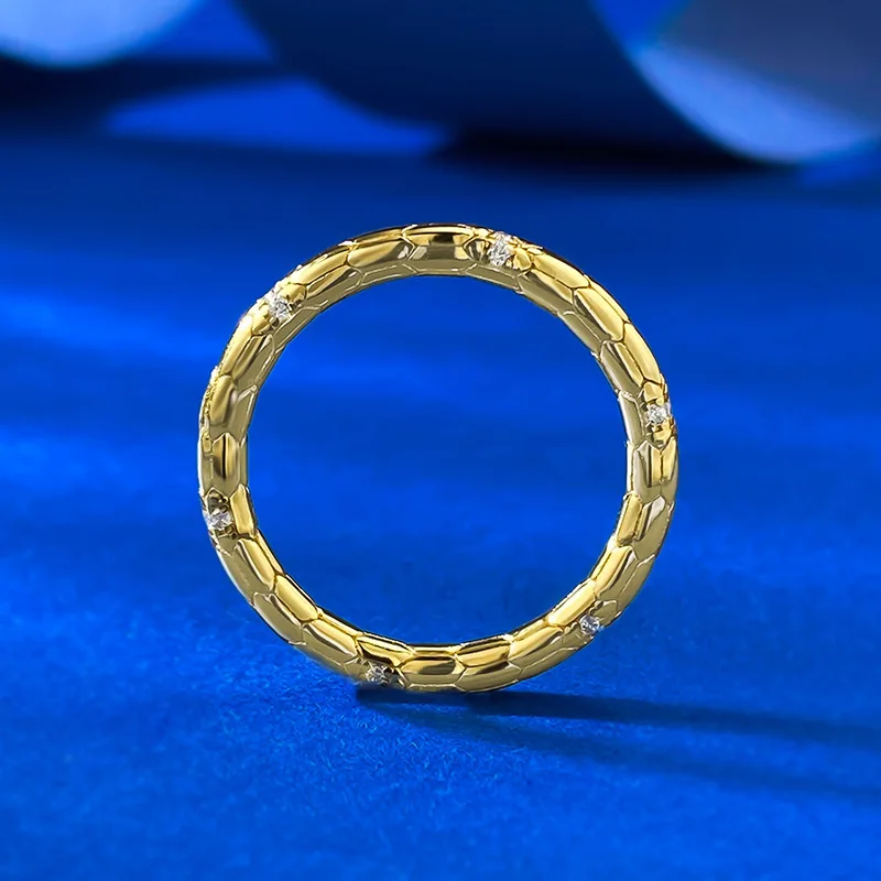 S925 Silver Gold Plated Spirit Snake Tail Snake Minimally Luxury Versatile Zircon Inlaid Plain Ring