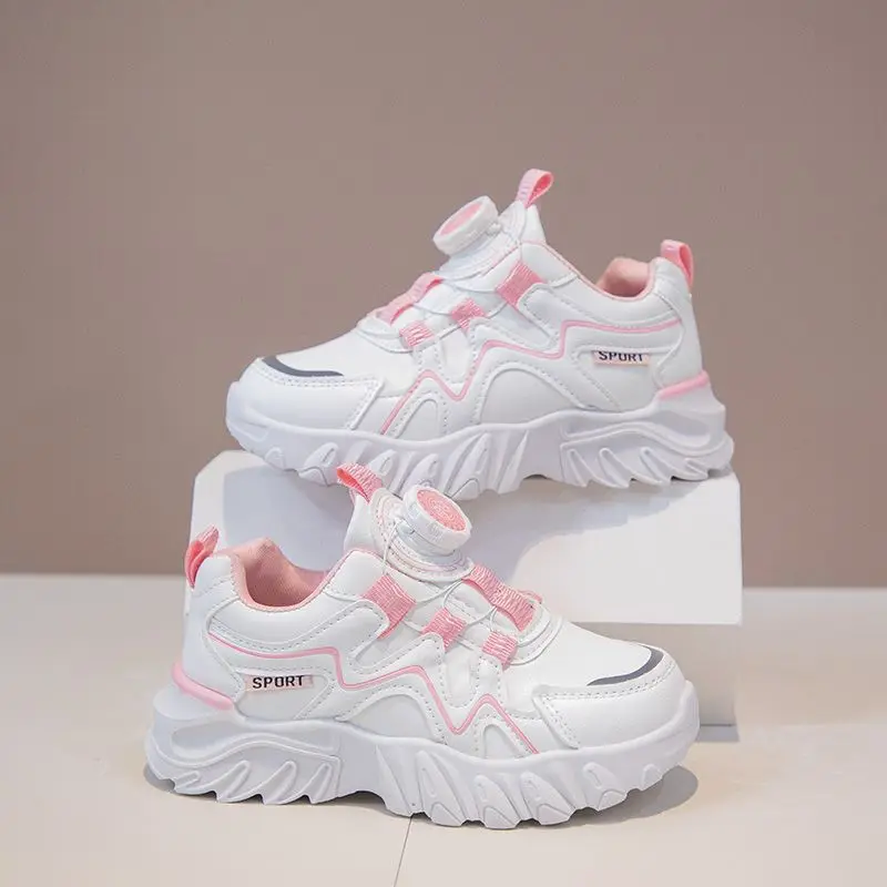 

Kids Chunky Sneakers 2026 Spring Autumn Girls Running Shoes Winter Soft Leather Versatile Casual Footwear