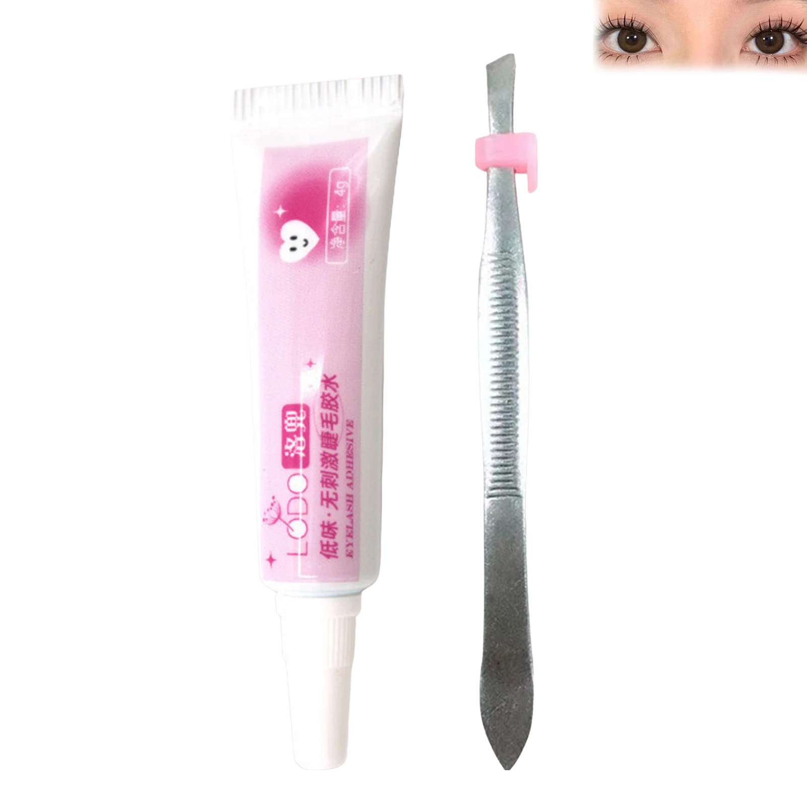 Juego de pinzas de pegamento para pestañas, Kit de pegamento para extensiones de pestañas postizas, secado rápido, resistente al agua, pegamento no irritante para herramientas de maquillaje de salón, 4g