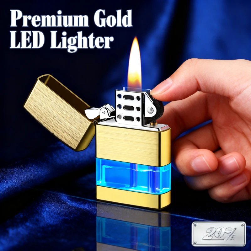

New LED Metal Butane Torch Lighter - Unique Novelty Design, Stylish Windproof, Ideal Cigarette Accessory & Men's Gift Tool