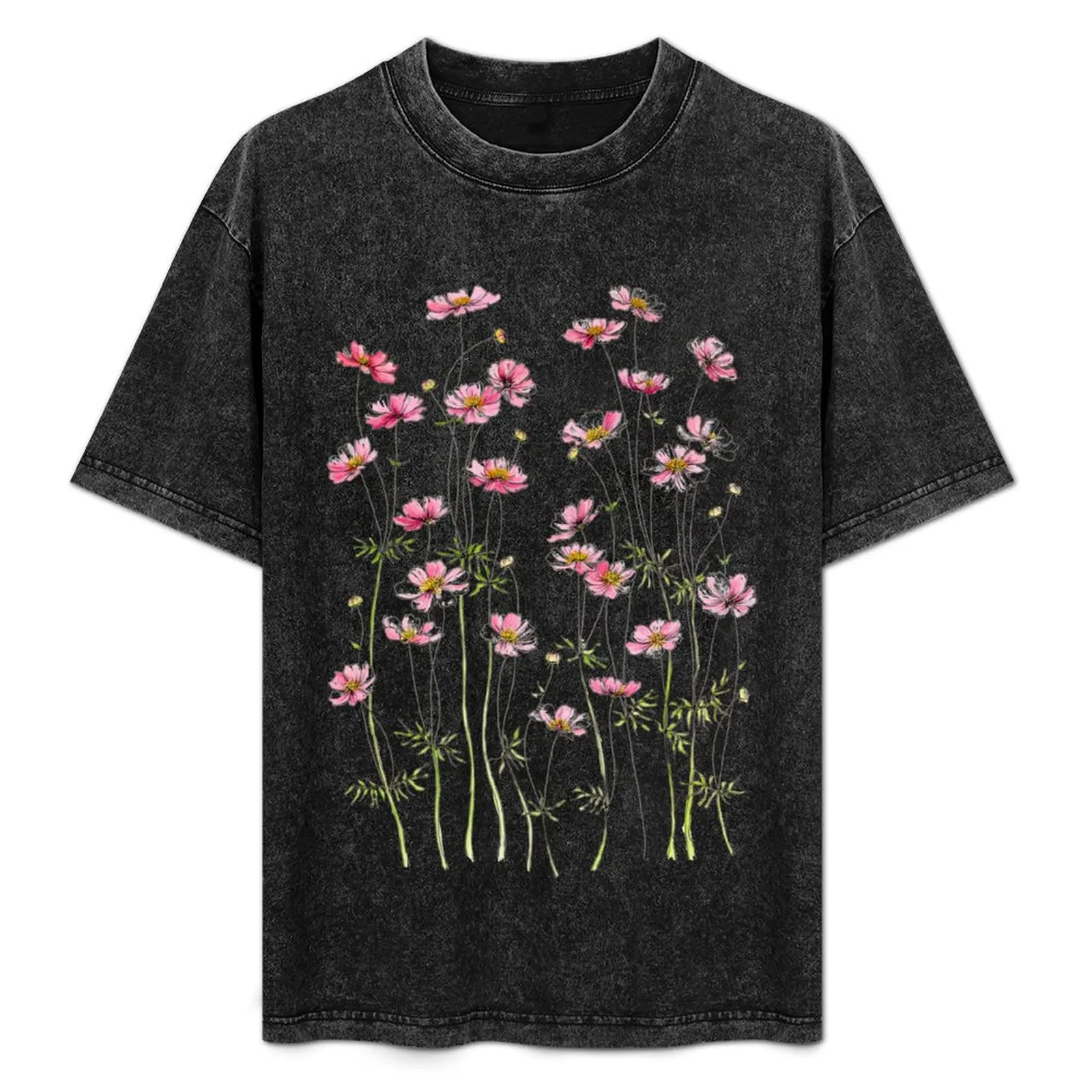

Pink Cosmos Flowers T-Shirt Running Performance Short Sleeve Tee