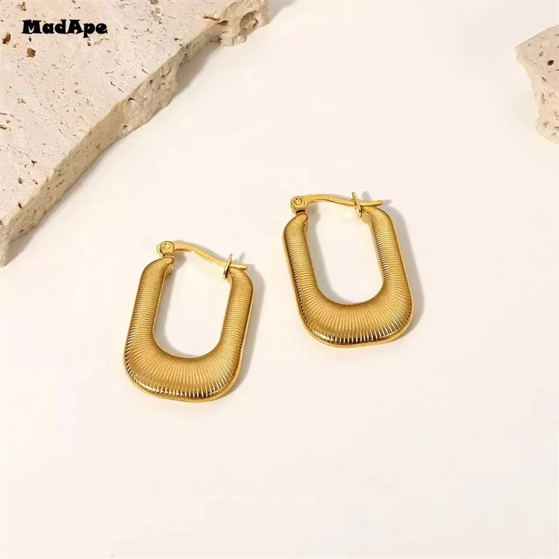 Silver Gold Color Chunky Hoop Earrings for Women Men Punk Geometric Earrings Fine Jewelry Wholesale