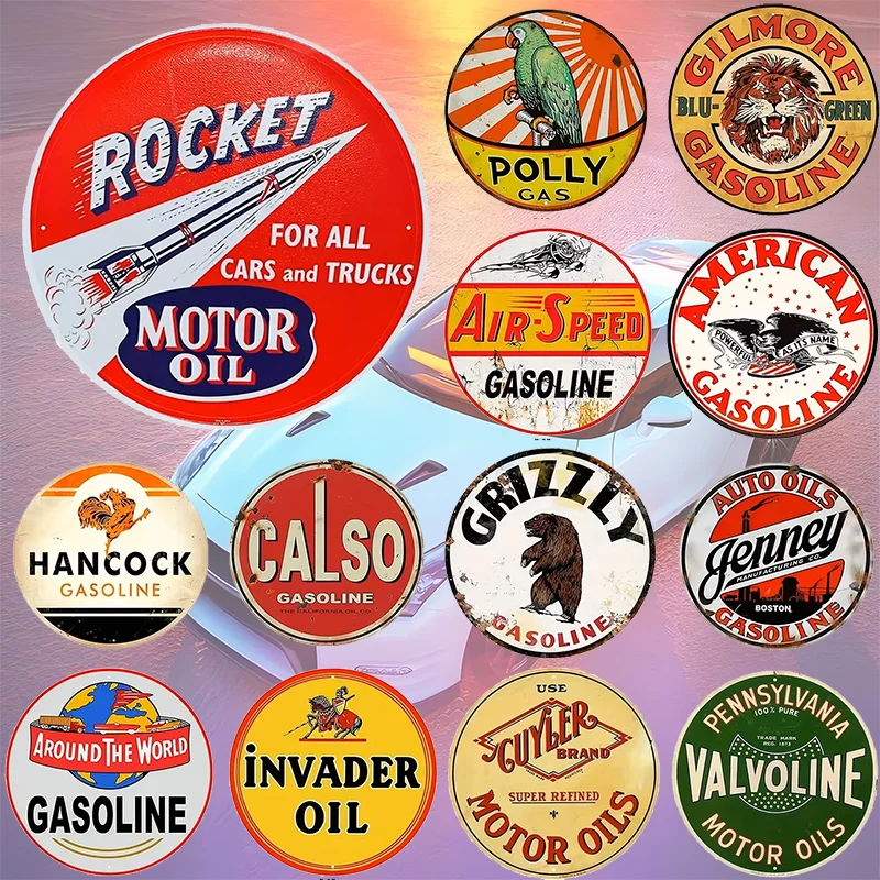 Persönlichkeit Retro Auto Aufkleber Motor Öl Gas runde Zeichen Vinyl Aufkleber Wasserdichte Auto Zubehör Dekoration