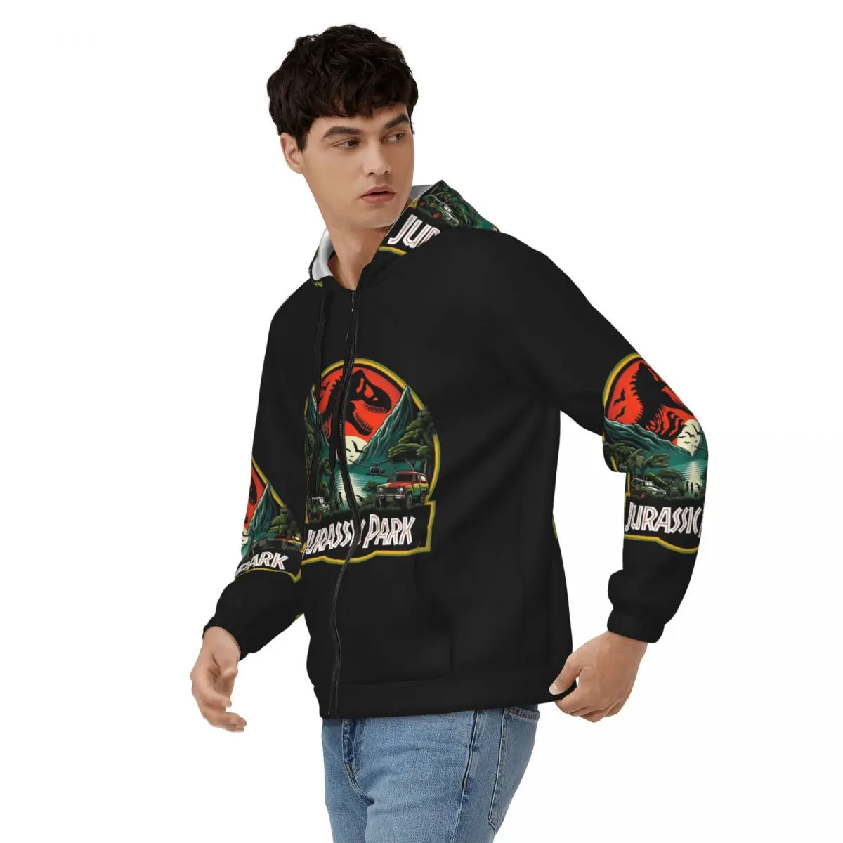 Jurassic World Logo Dinosaur Movie Zipper Hoodie Hip Hop Pullover Autumn Winter Men Women Sweatshirt Long Sleeve Tops