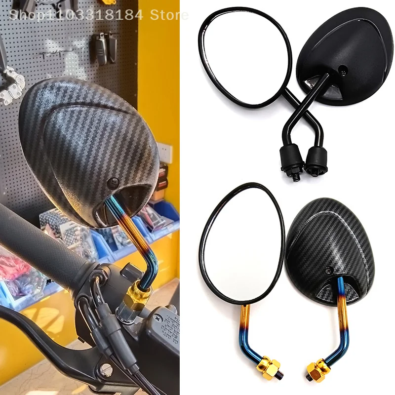 

1Pair 22mm Handle Bar Universal Motorcycle Carbon Fiber Texture Burnt Titanium Technology Rear View Rearview Mirrors 8mm