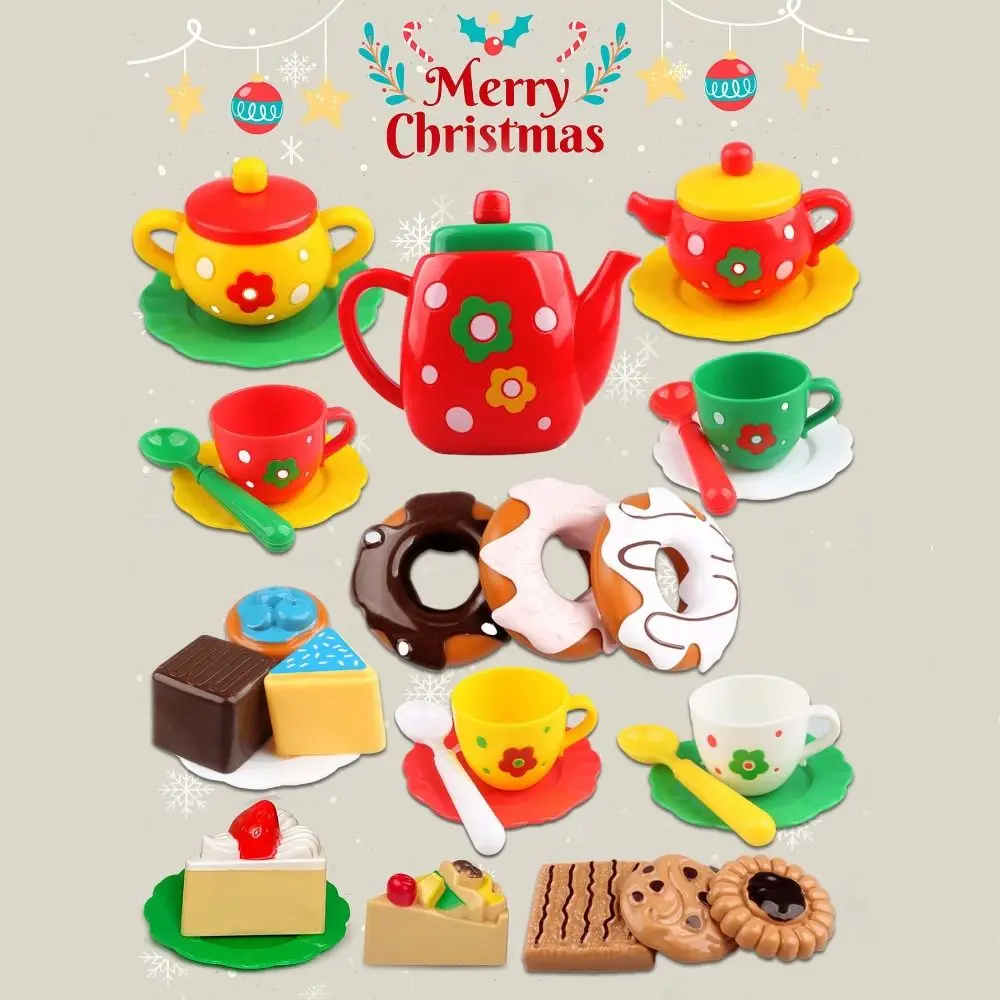 Torta Dessert Set da tè pomeridiano Simulazione Cibo Bollitore Biscotti Casetta da gioco Giocattoli da cucina Gioco di imitazione in plastica Set da tè per ragazze