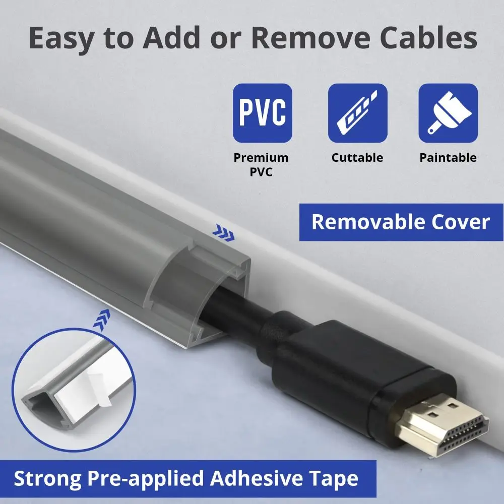 High Quality Paintable Corner Cable Concealer PVC Triangle Wire Cover No Drill Self Adhesive Cable Hider Baseboard Ceiling