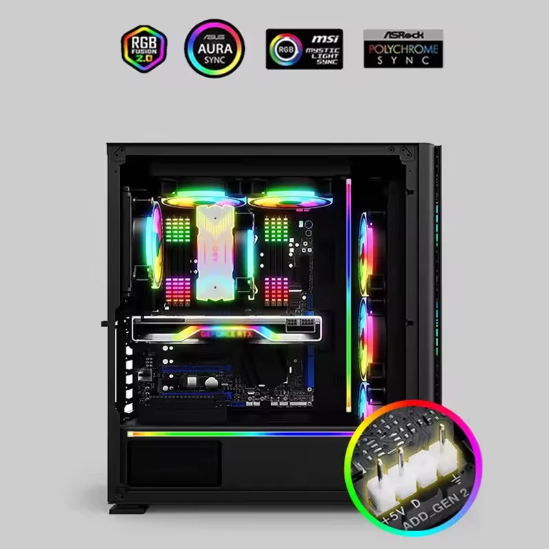 5V 3PIN ARGB LED Light Bar Colorful Atmosphere 40cm 3M Adhesive backing Flexible DIY Lamp Strip for PC Computer Case Chassis