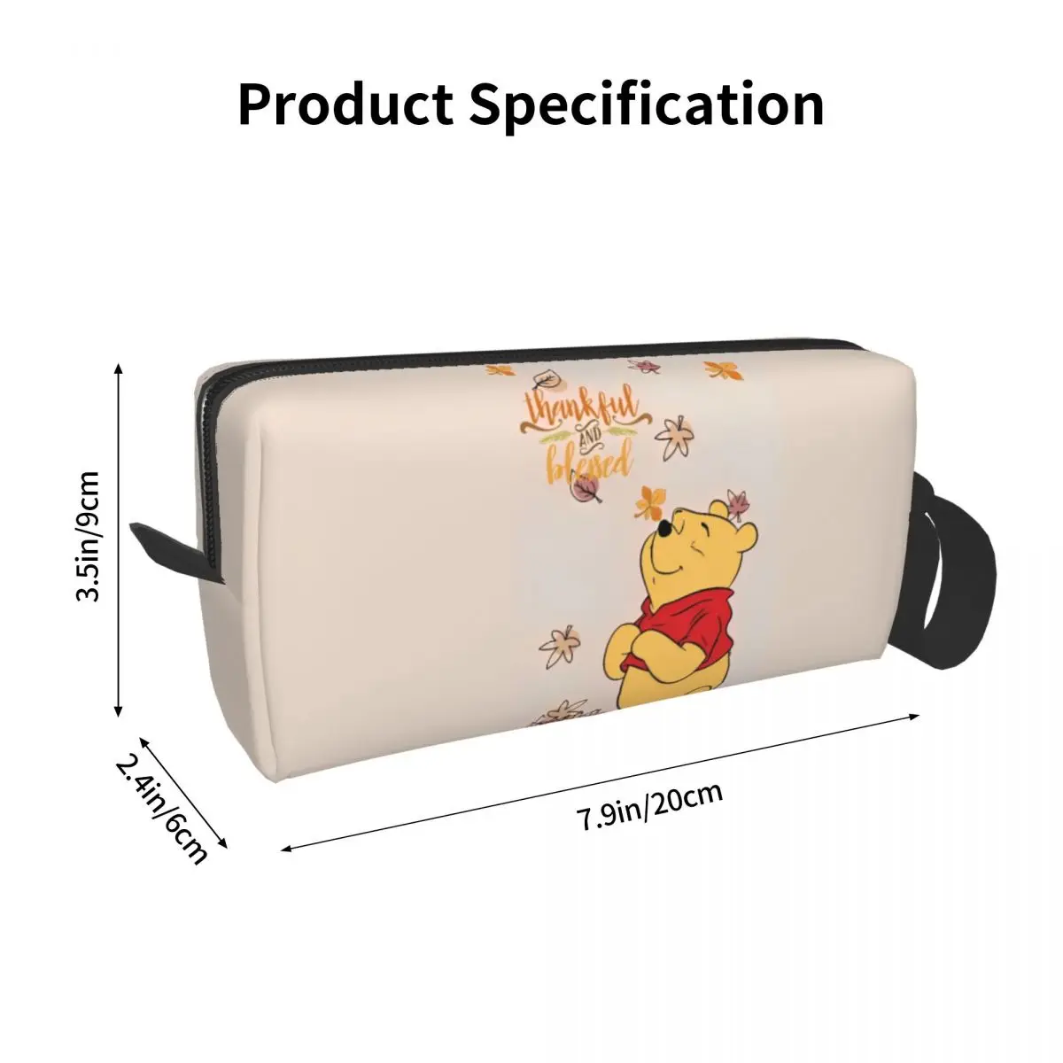 Winnie The Pooh Kawaii Bear Makeup Bag Pouch Zipper Cosmetic Bag Travel Toiletry Bag Organizer Storage Purse for Women