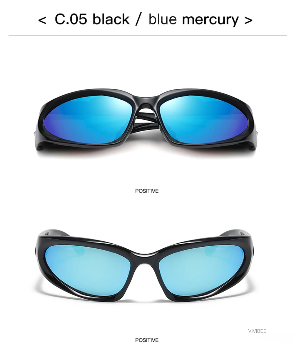 VIVIBEE Y2K Sonnenbrille für Damen, Steampunk-Spiegelgläser, Weiß, Sport-Schutzbrille, UV400, Punk-Sonnenbrille, Trendprodukt 2026 – Detail 21