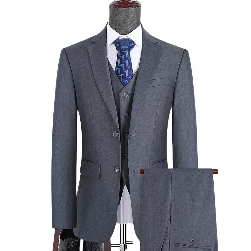 

S-6XL Костюм Модный и формальный уличный джентльменский тренд Однотонный мужской деловой повседневный костюм для свадебного ведущего Нежный мужской костюм