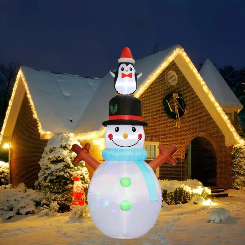 1.5M/5FT Small Penguin and Snowman Christmas Decorations Inflatable Toys with LEDs Model Xmas Props Indoor Outdoor Garden Decor