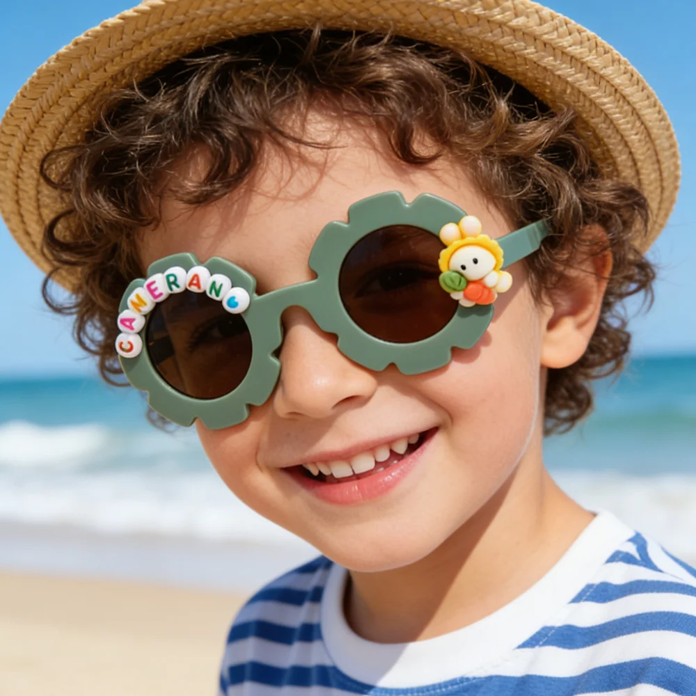 2026 Cameran Kids Boys Girls Sunglasses with Bunny Charm & Flower Frame Toddler Pupil Children Sun Protection KJ260