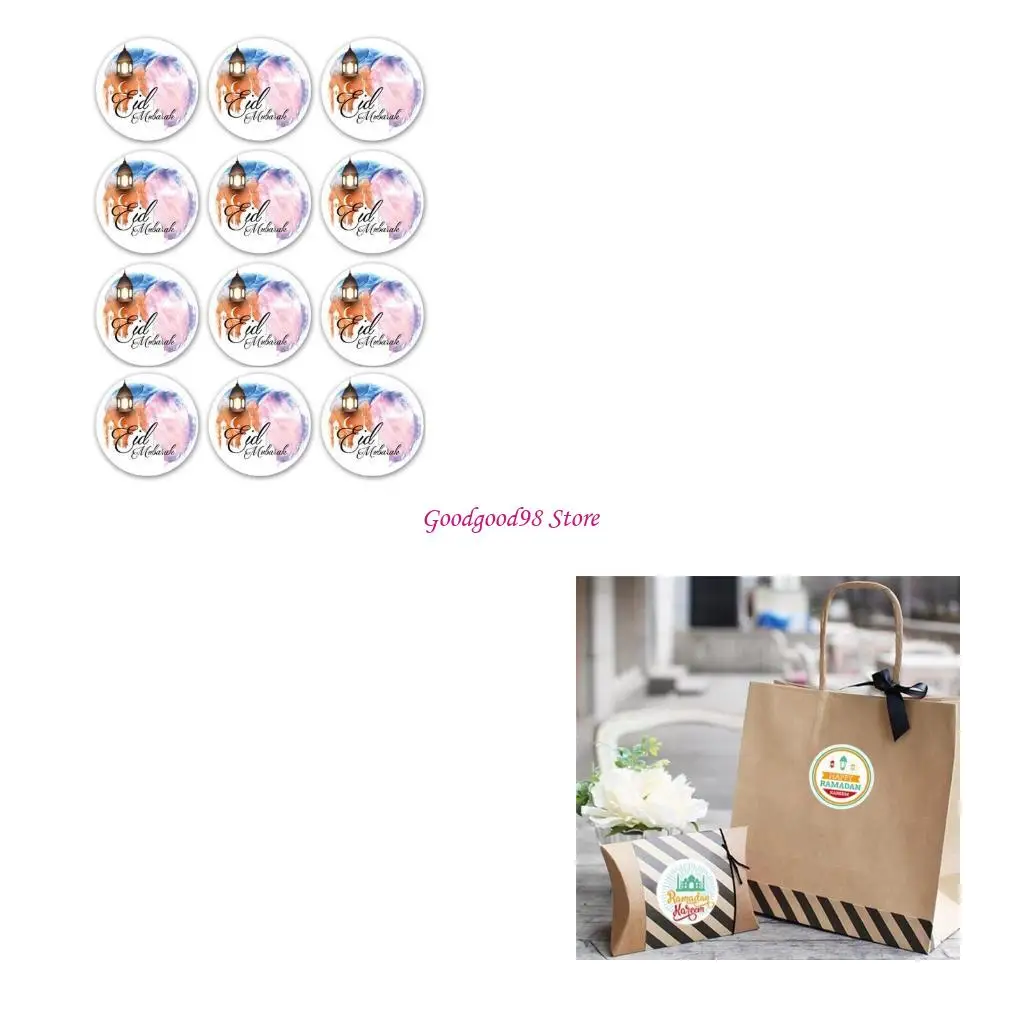 

EID Mubarak Stickers 30mm Decorative Ramadan Kareem Labels for Greeting Cards Flower Bouquets Gift Wraps Tags 120 pcs