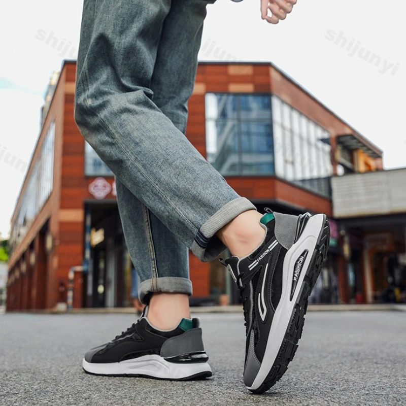 

Модные мужские кроссовки на платформе, осень 2023, новые уличные нескользящие удобные кроссовки, повседневная обувь на шнуровке, увеличивающая рост