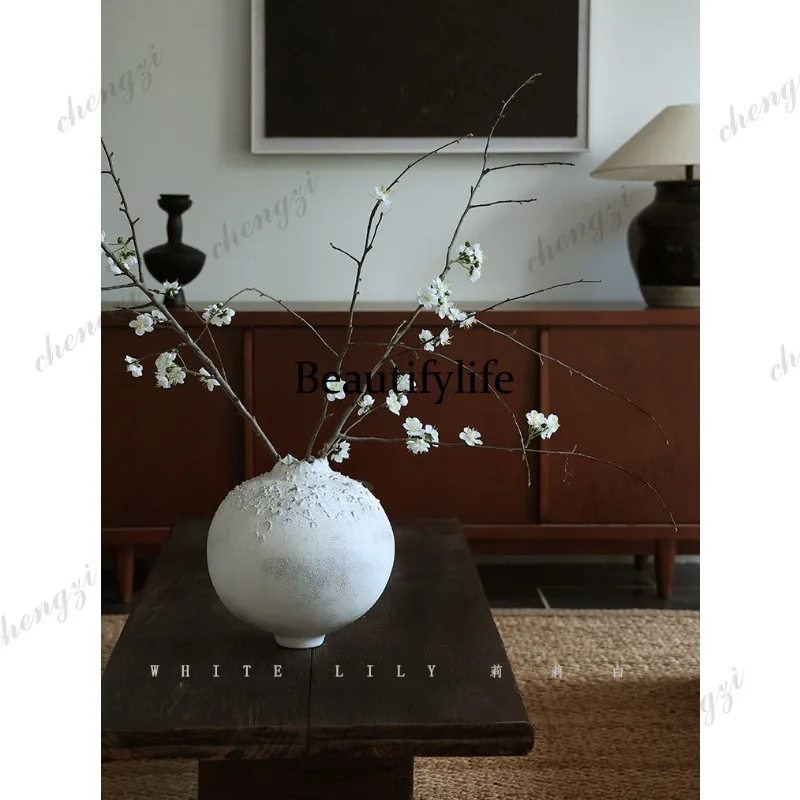 Wabi Sand ceramic spherical vase flower arrangement ornament resort style hotel homestay home