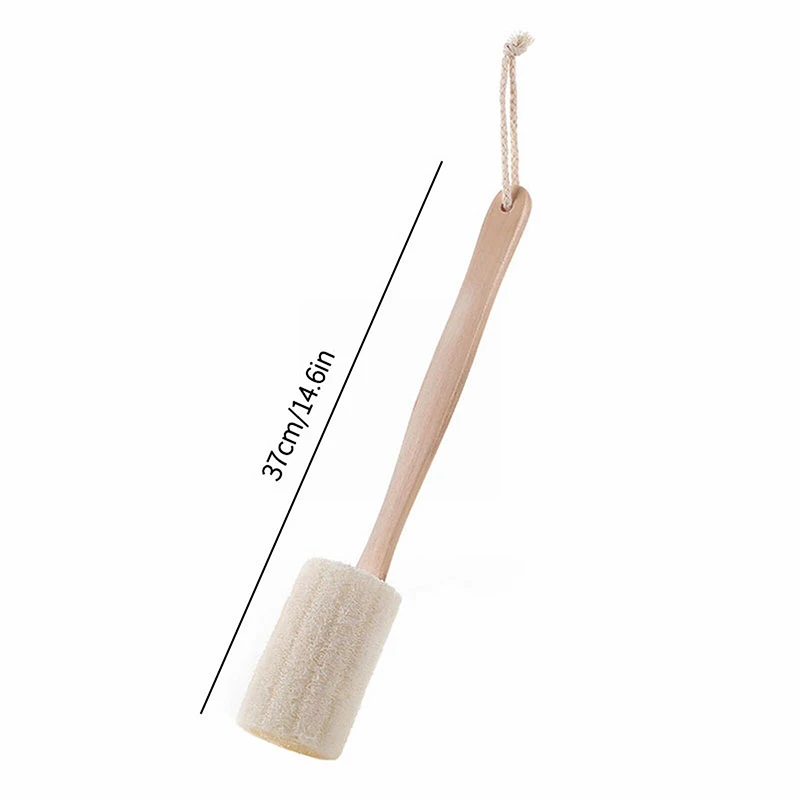 Natural Exfoliating Loofah Bath Brush Loofah Sponge Body Scrubber With Long Wooden Handle Back Brush Skin Care Unisex Home Clean