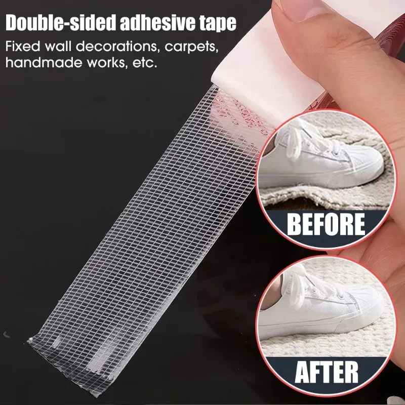 Double-sided Strong Nano Tape Non-slip Transparent Mesh Tapes Waterproof Sticky Strip Heavy-duty Office Home Decoration Tapes