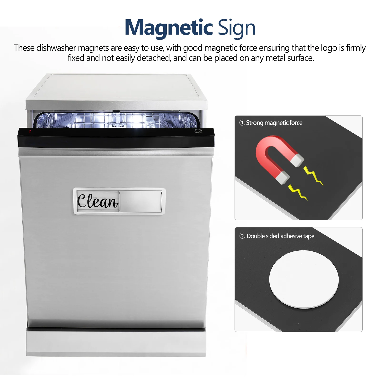 Dishwasher Magnet Clean Dirty Sign Heavy Duty Magnetic Marker for Washing Machine Dryer Metal Surfaces Home Use