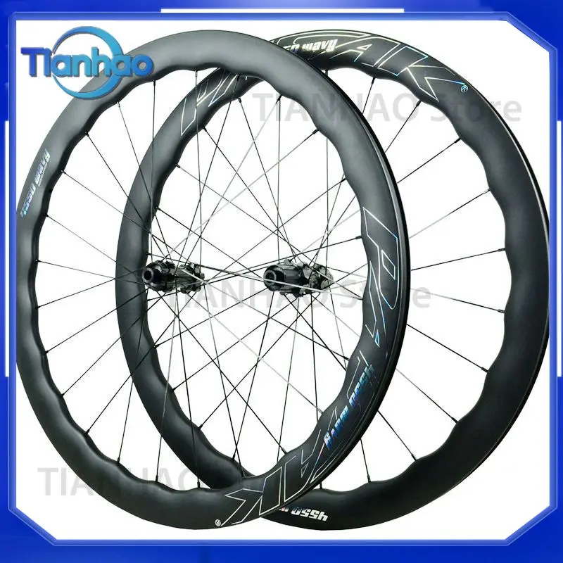 Carbon Fiber Gravel Wheelset for 700C Bikes with Dual Disc Brakes Wave Rim DT Star Ratchet 54T Straight Pull Aerodynamic