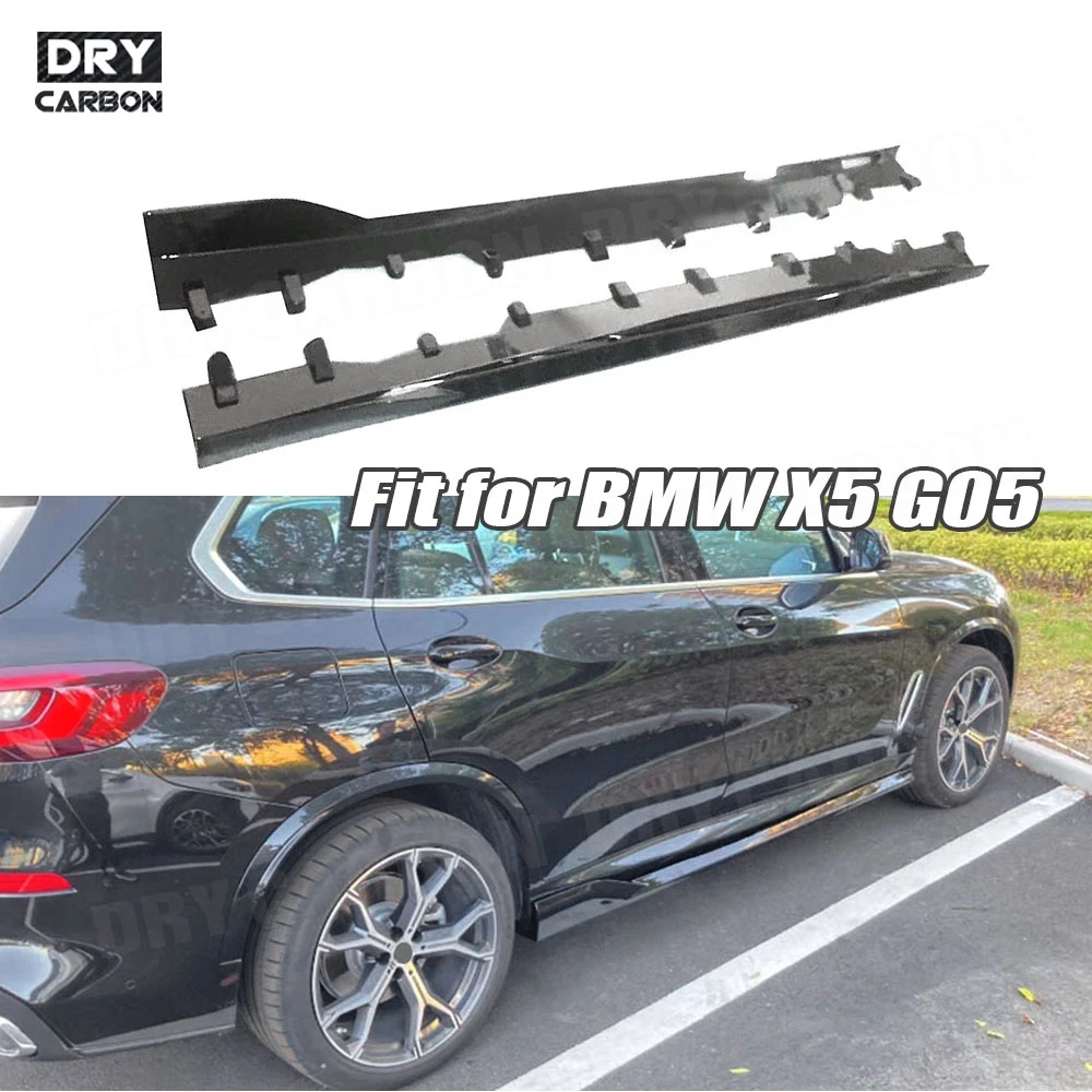 Car Accessories For BMW X5 G05 2019-2023 ABS Side Skirts Extension Body Panel Lip Splitter Winglet Carbon Fiber