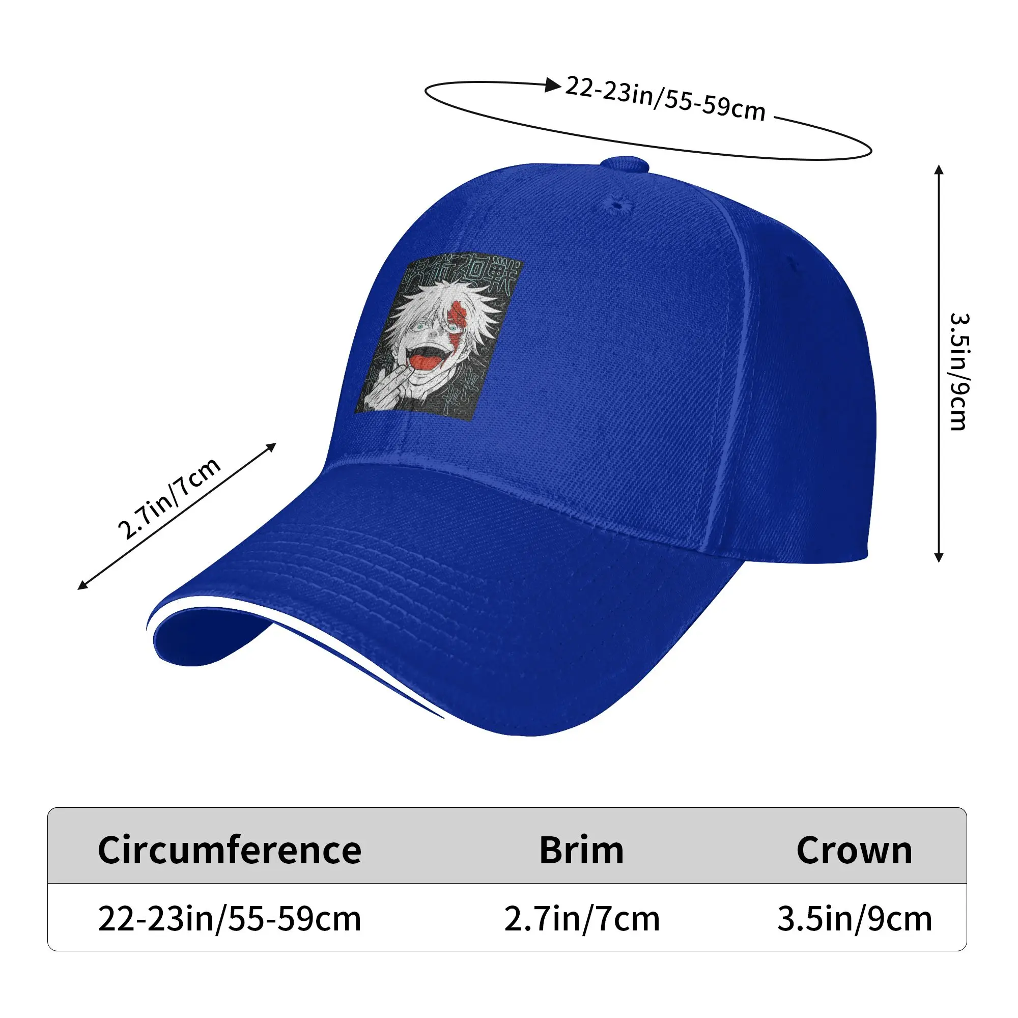 JJK Anime Gojo Satoru Jujutsu Kaisen Cap Casual Baseball Caps Adjustable Hat Hip Hop Summer Unisex Baseball Hats Customizable
