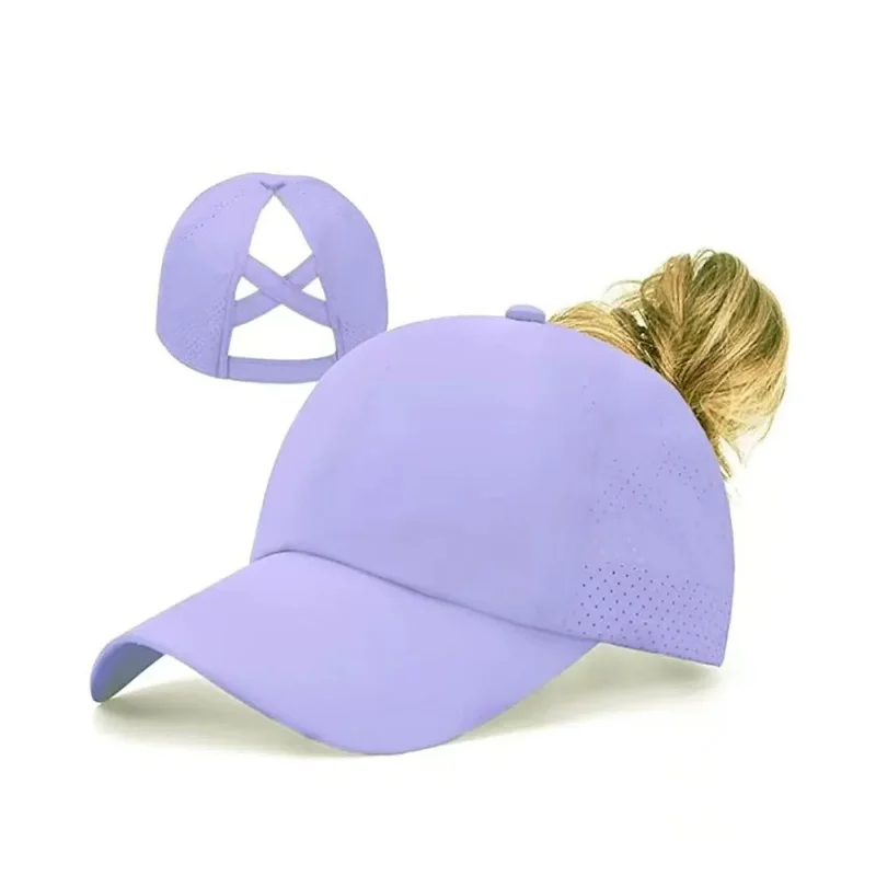 Schnell Trocknende Pferdeschwanz-Baseballkappe Atmungsaktives Mesh Criss-Cross-Rückenteil für Damen Snapback Dad Hat Atmungsaktive Mütze Outdoor Sonnenkappe – Detail 3