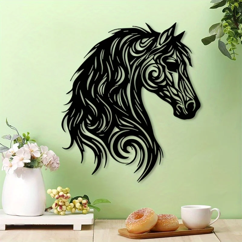 1pc Equestrian Horse Metal Wall Art, Horse Statue Mural, Perfect for Living Room Wall, Equestrian Decor