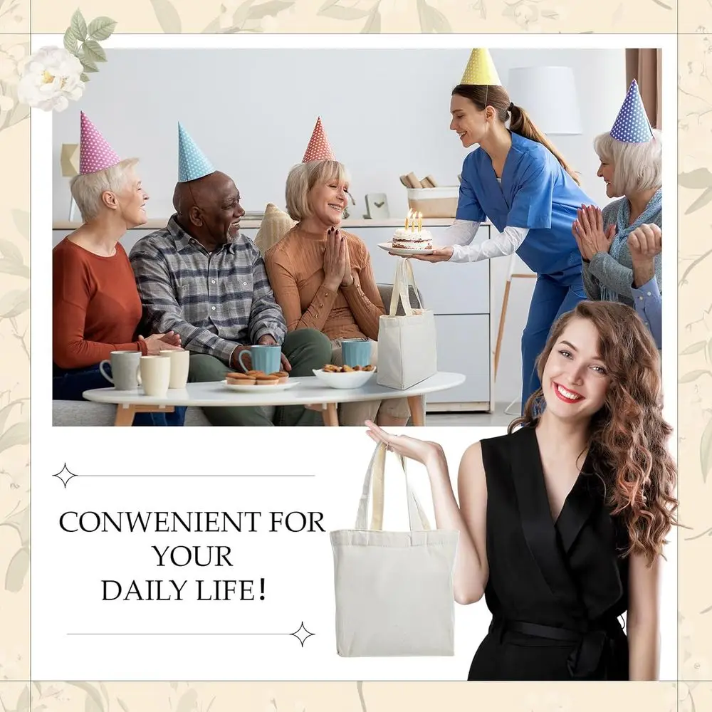 48 pacotes de mini sacolas de lona bege, 8 x 4 x 10 polegadas, espaços em branco de sublimação para artesanato de Natal, faça você mesmo e lembrancinhas de festa