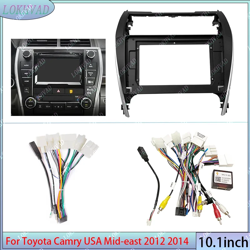 راديو السيارة اللفافات لتويوتا كامري الولايات المتحدة الأمريكية منتصف الشرق 2012-2014 طبعة 10 بوصة لوحة ستيريو تسخير مهائي كابلات الطاقة Canbus #1