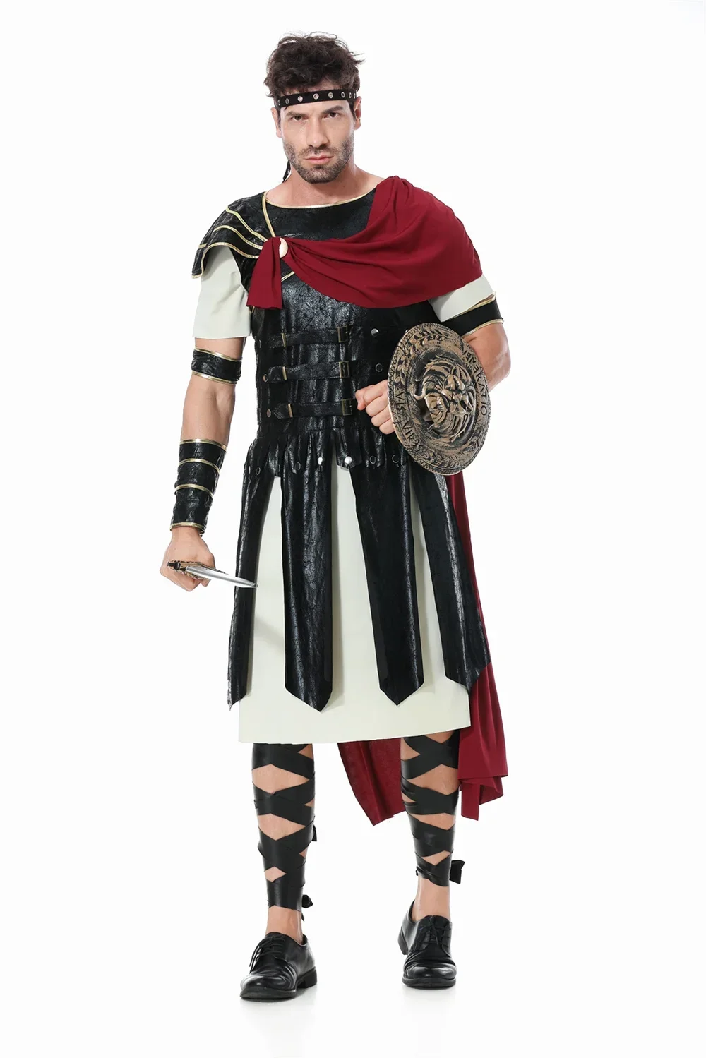 Disfraz de guerrero de Caballero Real romano Medieval para hombres, traje de Cosplay de Halloween para adultos, traje de soldado gladiador europeo