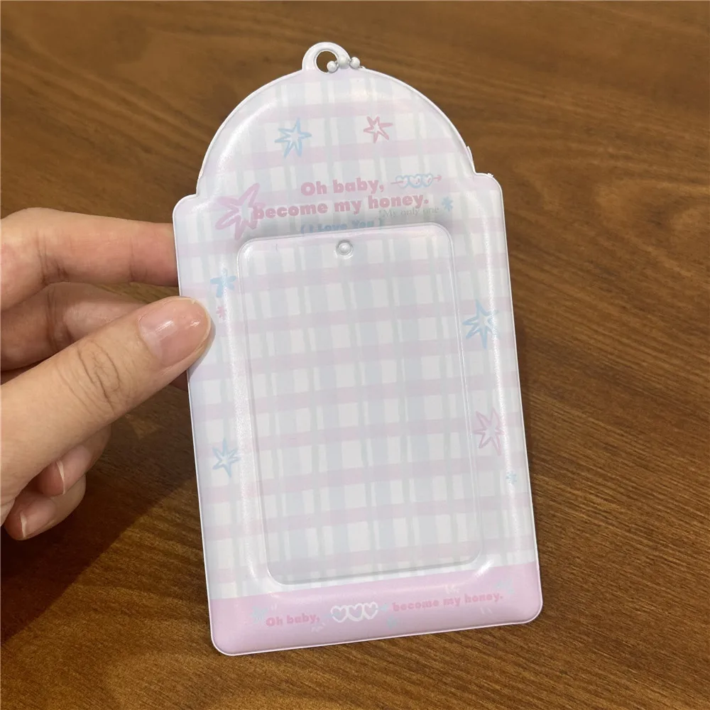 PVC Photocard Holder INS Credit ID Bank Card Keychain Bus Cards Protective Case Idol Photo Card Sleeves Stationery
