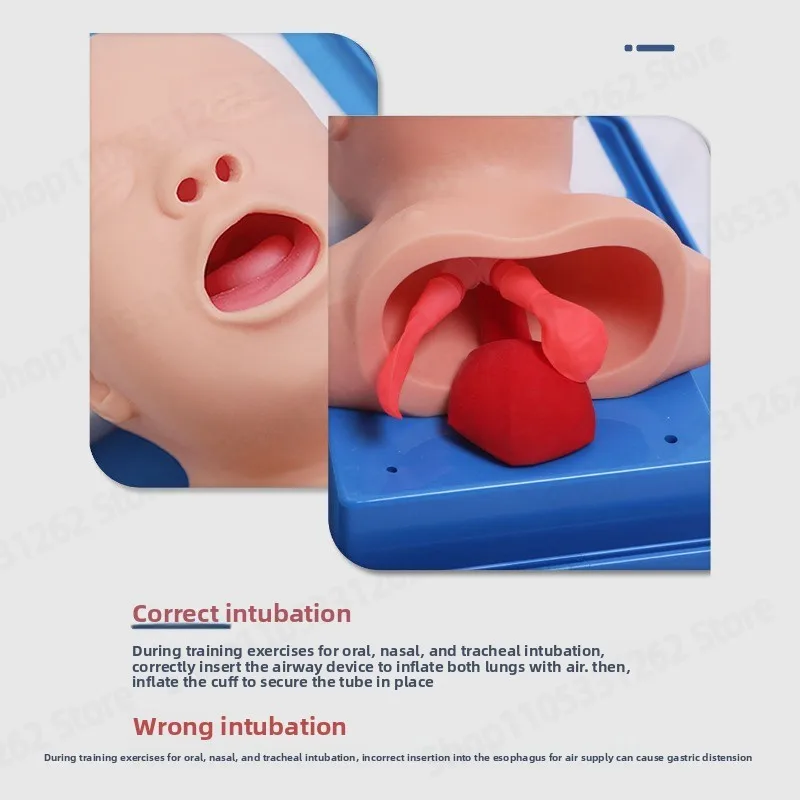 Advanced Electronic Intubation Training Model with Alarm for Adult Newborn Infant Airway Management CPR Training Manikin