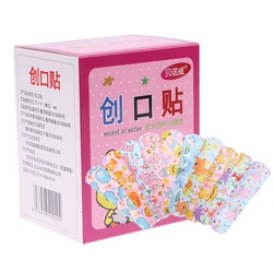 100PCS Adhesive Bandage Wound Strips Plasters For Children Cute Cartoon Pattern Waterproof Hemostasis Kids Band Aid Stickers