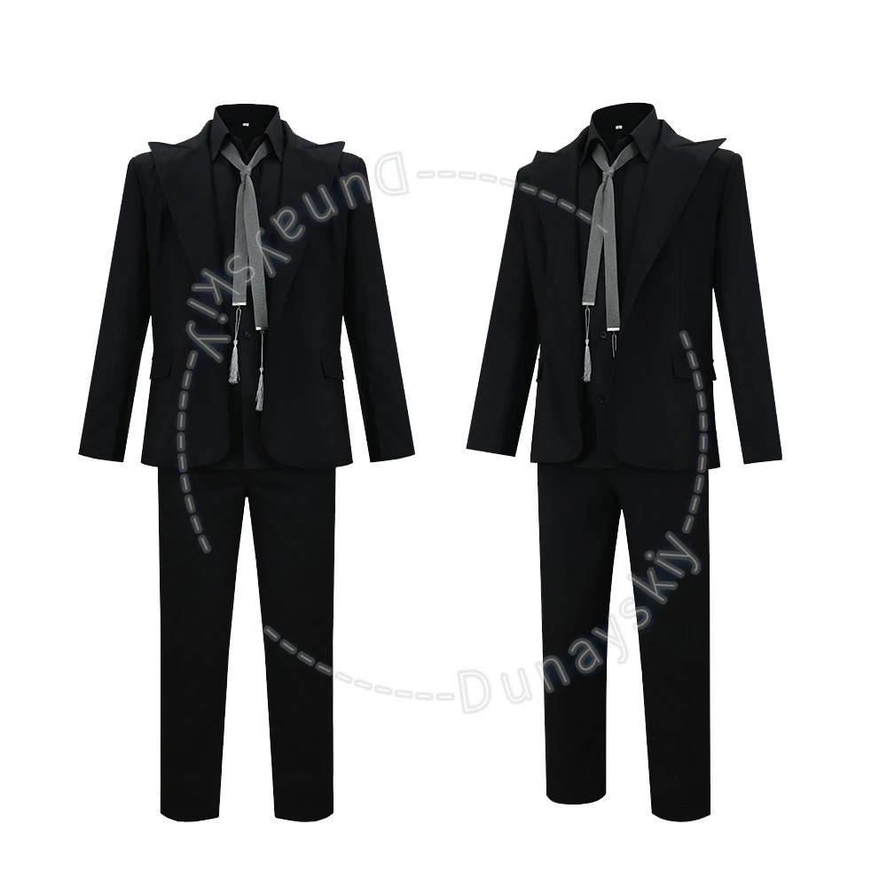 Good Sign Crowley Demon Black Formal Suit  Black Suit Cosplay Costume Halloween Cosplay Uniform with Decorative Tie Fans Party view 3
