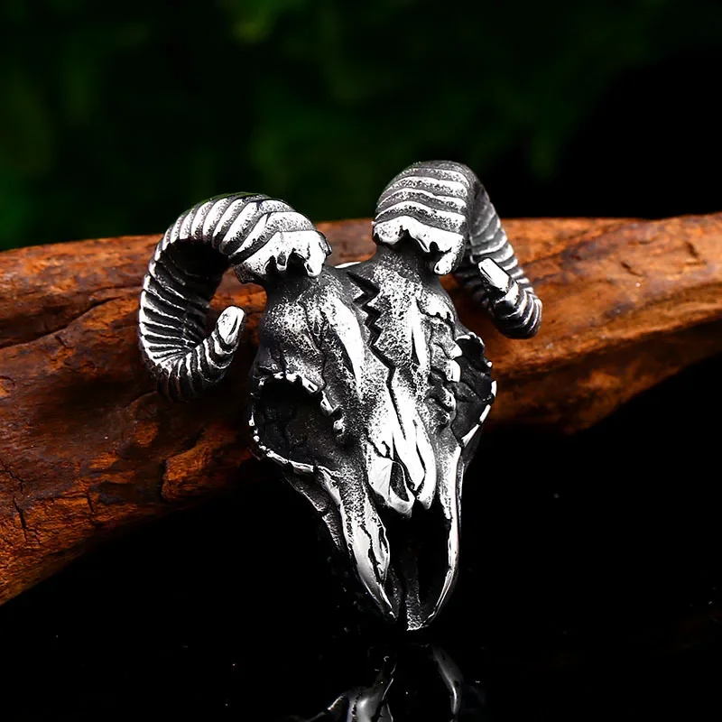 Gothic Vintage Skull Goat Head Pendant Stainless Steel Trendy Satan Necklace for Men Gift Biker Jewelry Accessories Dropshipping