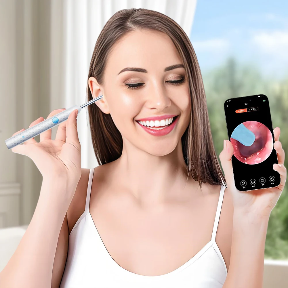Set di detergenti per orecchie visivi intelligenti con set di assistenza sanitaria per pulitore per orecchie con otoscopio ricaricabile per fotocamera