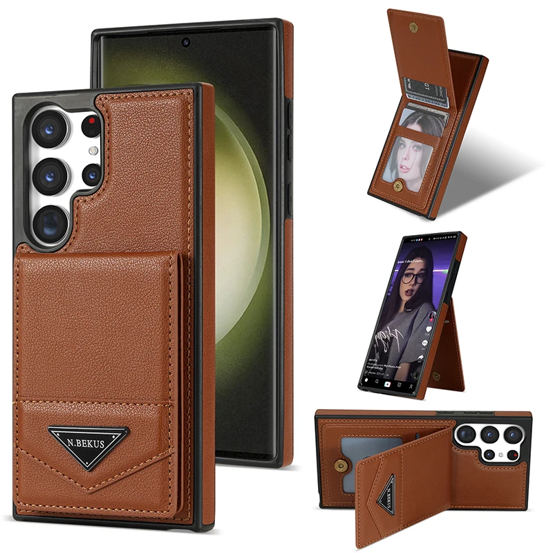 Luxury Leather Cover For Samsung Galaxy S22 S21 S20 FE S23 Ultra A51A52 A53 A54 5G Card Holder Wallet Phone Case